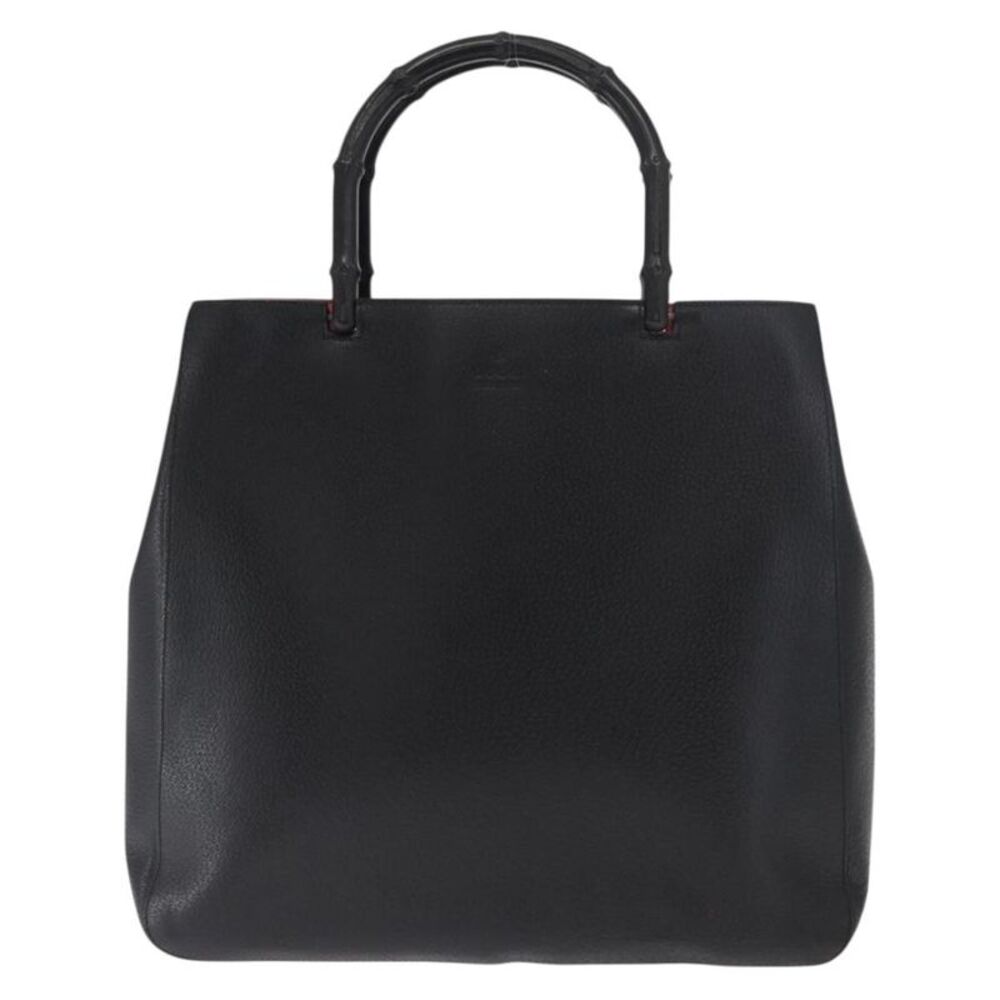 Gucci Vintage Bamboo Handle Tote Leather Black Leather Tote Bag Bag